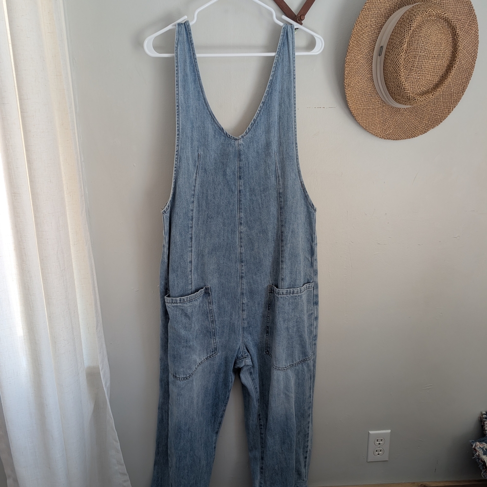 Zenana Outfitters Light Blue Denim Overall Jumpsuit